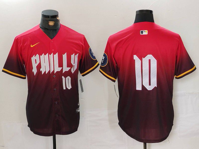Men Philadelphia Phillies #10 No name Red City Edition 2024 Nike MLB Jersey style 6